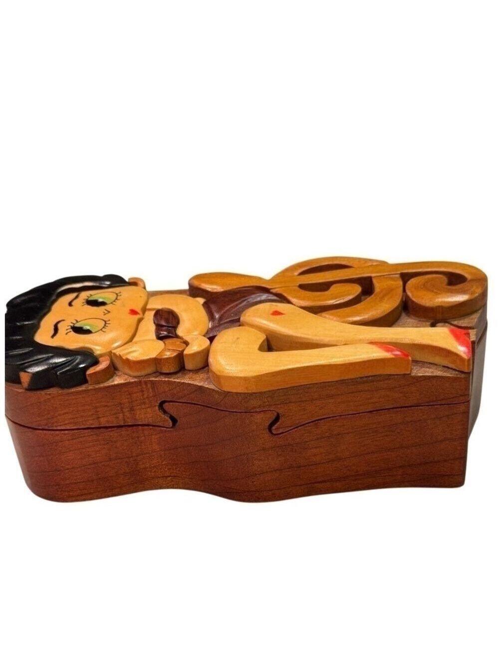 Artisan Betty Boop Wooden Puzzle Box 1990s - Picture 10 of 11